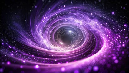 Fototapeta premium Abstract Purple Swirling Vortex with Glowing Lights and Stars, a Celestial Tapestry of Cosmic Beauty