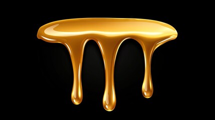 Golden honey-like liquid flowing smoothly on a black background creates a captivating visual contrast with depth and vibrancy