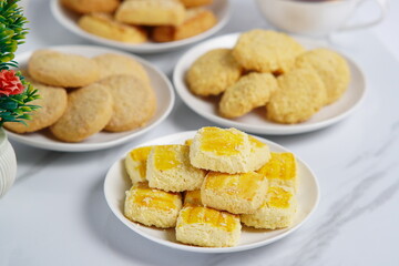 A close up image of mix  variety of biscuit