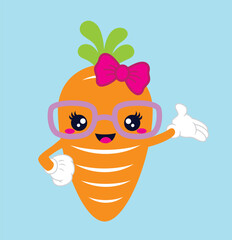 Adorable cute carrot vector illustration with a playful, vibrant design.