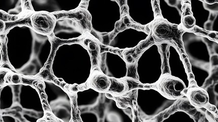 Microscopic view of graphene structure revealing intricate atomic patterns. Advanced material science and nanotechnology exploration.