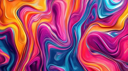 Fototapeta premium Colorful abstract pattern featuring vibrant swirls of pink, blue, and orange hues, creating a dynamic visual effect.