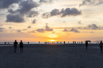 Sunset at beach. Nathon beach, Samui, Thailand.