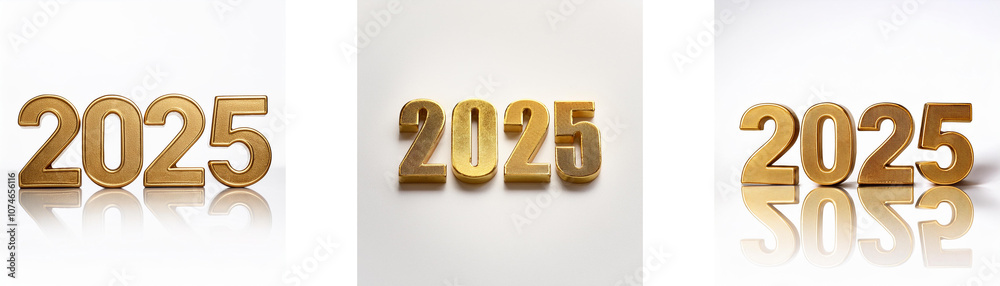 Poster Three images of the year 2025, each with a different perspective and slight variation in the placement of the digits.