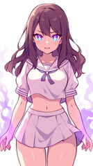 Cute Anime Girl in School Uniform with Magical Powers