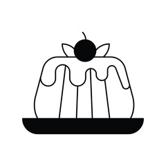pudding glyph icon with white background vector stock illustration