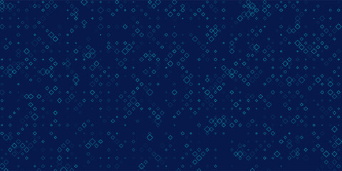 Abstract background chaotic size blue rhombus on dark blue. Rectangle mosaic design. Vector Illustration.