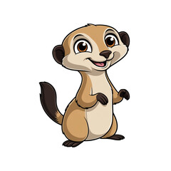 Obraz premium Cartoon meerkat sticker with big eyes and playful expression on clean white background, generative ai