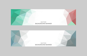 Collection of banners with abstract geometrical design. Colorful polygonal banners.
