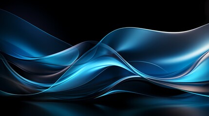 digital technology blue and black abstract wave poster background