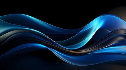 digital technology blue and black abstract wave poster background