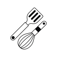 spatula glyph icon with white background vector stock illustration