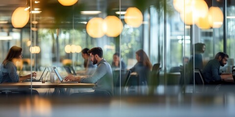 Business people sit around and work professionals environment lighting.