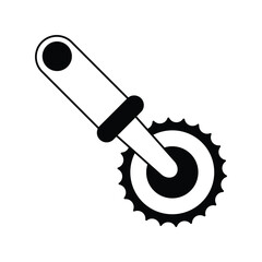 pizza cutter glyph icon with white background vector stock illustration