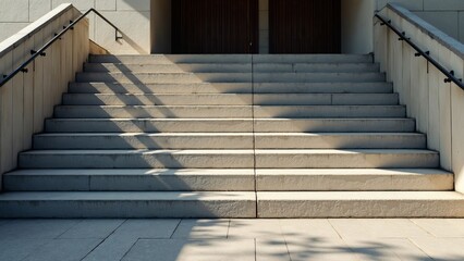 Elegant Urban Steps with Modern Railings and Dynamic Shadow Play