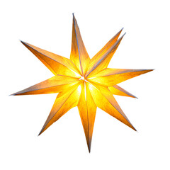Obraz premium Una decorazione di Natale color oro, scintillante al centro, su uno sfondo bianco trasparente da personalizzare con auguri e marchi