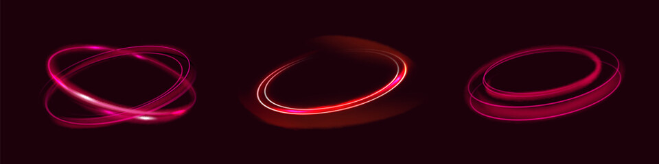 Light circle pink or red swirl. Curve light effect of pink or red line. Glowing spiral. The effect of high-speed abstract lines. Rotating shiny rings.