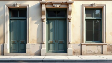 Fototapeta premium Elegant Architectural Features of Modern City Doorways