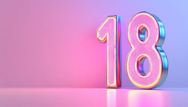 Number eighteen sign representing adulthood and voting age