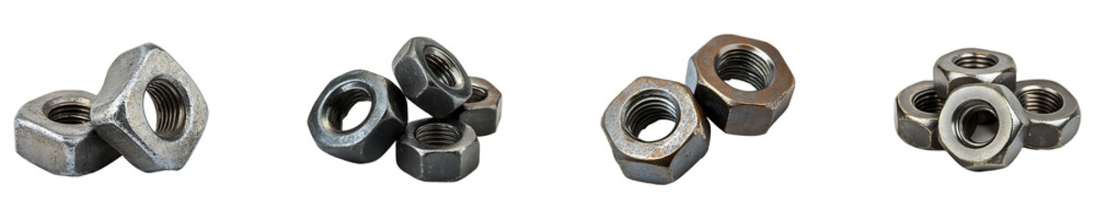 Anchor Nuts Set isolated on transparent background.