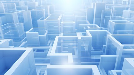 3d rendering of white and blue abstract geometric background. Scene for advertising, technology, showcase, banner, game, sport, cosmetic, business, metaverse. Sci-Fi Illustration. Product display