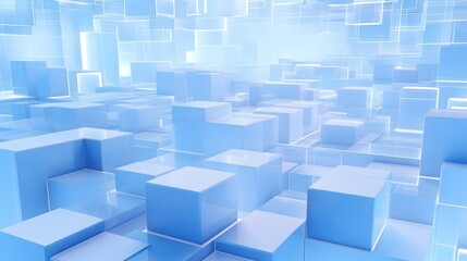 3d rendering of white and blue abstract geometric background. Scene for advertising, technology, showcase, banner, game, sport, cosmetic, business, metaverse. Sci-Fi Illustration. Product display