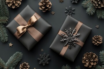 Gift box snowflake pattern background ornament ribbon.