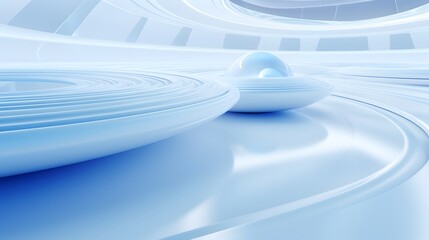 Obraz premium 3d rendering of white and blue abstract geometric background. Scene for advertising, technology, showcase, banner, game, sport, cosmetic, business, metaverse. Sci-Fi Illustration. Product display