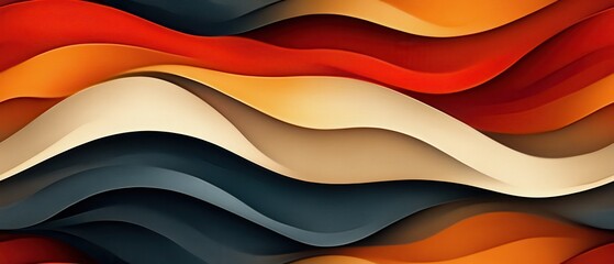 Obraz premium Wavy Patterns in Flat Colors, an abstract design featuring smooth, flowing lines in a harmonious color palette, perfect for modern decor.