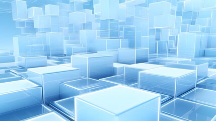 Obraz premium 3d rendering of white and blue abstract geometric background. Scene for advertising, technology, showcase, banner, game, sport, cosmetic, business, metaverse. Sci-Fi Illustration. Product display