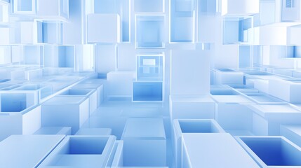 Obraz premium 3d rendering of white and blue abstract geometric background. Scene for advertising, technology, showcase, banner, game, sport, cosmetic, business, metaverse. Sci-Fi Illustration. Product display