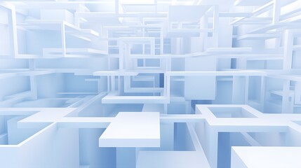 3d rendering of white and blue abstract geometric background. Scene for advertising, technology, showcase, banner, game, sport, cosmetic, business, metaverse. Sci-Fi Illustration. Product display