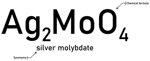Silver molybdate chemical formula and synonyms with callout titles