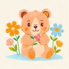 bear with flowers