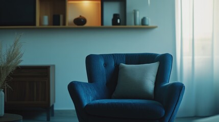 Contemporary Living Room Scene with Armchair and Pillow