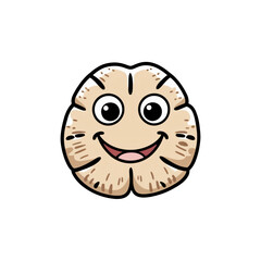 Friendly cartoon Sand Dollar sticker with expressive eyes and gentle smile, beachy tones, generative ai