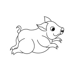 Doodle cute character illustration pig sticker outline