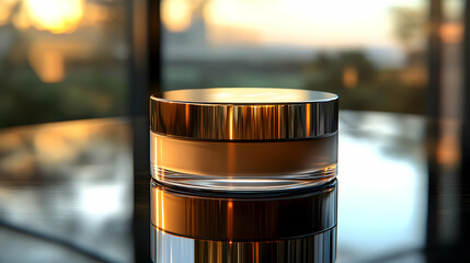 Glass Jar with Golden Lid 3D Illustration
