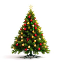 Decorated christmas tree on a white isolated background