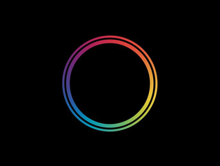 illuminated colorful neon circle, abstract frame with circles