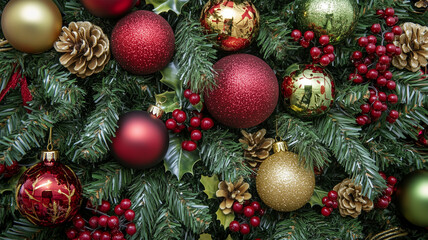 クリスマスツリーのカラフルな装飾