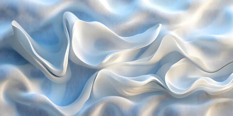Obraz premium Premium minimalist abstract style silk with main colors of light blue and white, 3d, abstract, illustration, advertising, wallpaper, background, poster, business, e-commerce, cover, base map