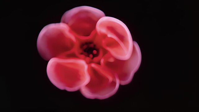 A detailed view of a developing erythrocyte with the characteristic indented shape and absence of a nucleus.