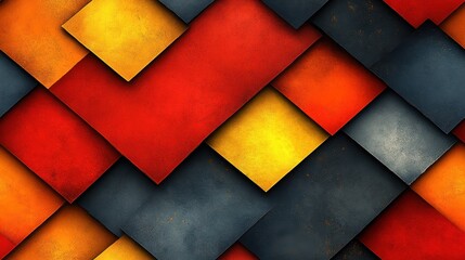 Fototapeta premium Overlapping diamond patterns, geometric minimalism, flat design, modern aesthetics, vibrant colors, seamless repetition, contemporary art.