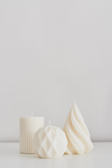 Handmade decorative candles. Set of Christmas candles made from eco-friendly soy wax. Minimalist home decor