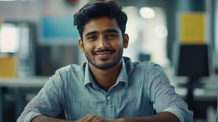 Obraz premium Young Man Working at Desk