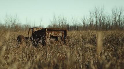 Fototapeta premium Abandoned Farm Field: Relic of Tough Economic Times in Detailed Capture