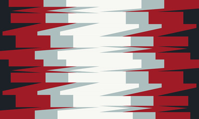 Modern vector featuring a structured zig-zag pattern with contrasting colors of white, grey, red and black. Its sharp composition is ideal for a unique book cover or poster