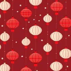 Fototapeta premium Chinese red lanterns pattern backgrounds shape.