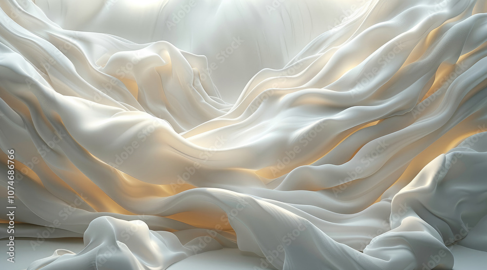 Aufkleber Flowing white cloth background. 3d rendering.